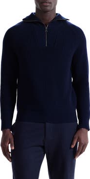 Bugatchi Merino Wool & Cotton Quarter Zip Pullover