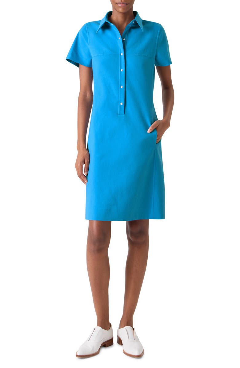 Akris Cotton & Silk Blend Double Face Polo Dress, Main, color, Twilight