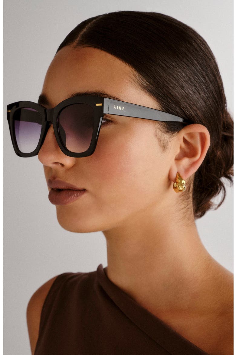 Intergalactic 50mm Square Sunglasses, Alternate, color, BLACK