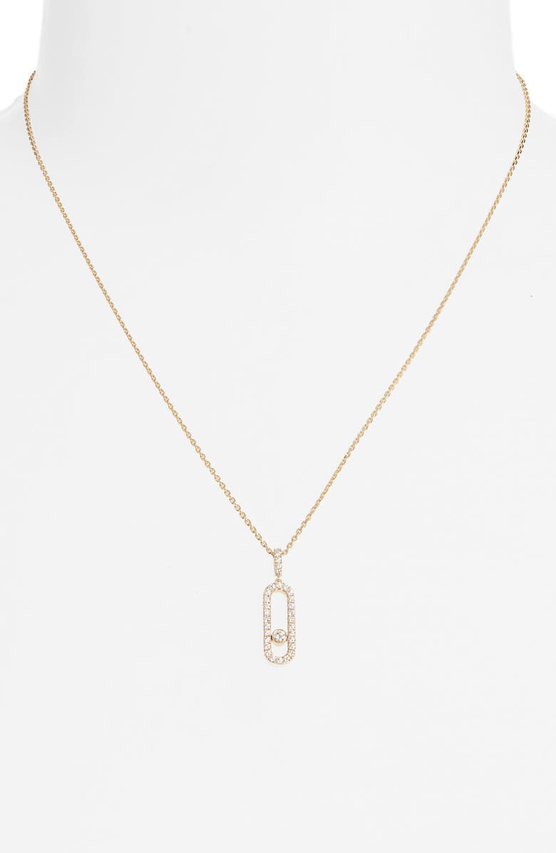 Messika Move Uno Pavé Pendant Necklace, Alternate, color, Yellow Gold