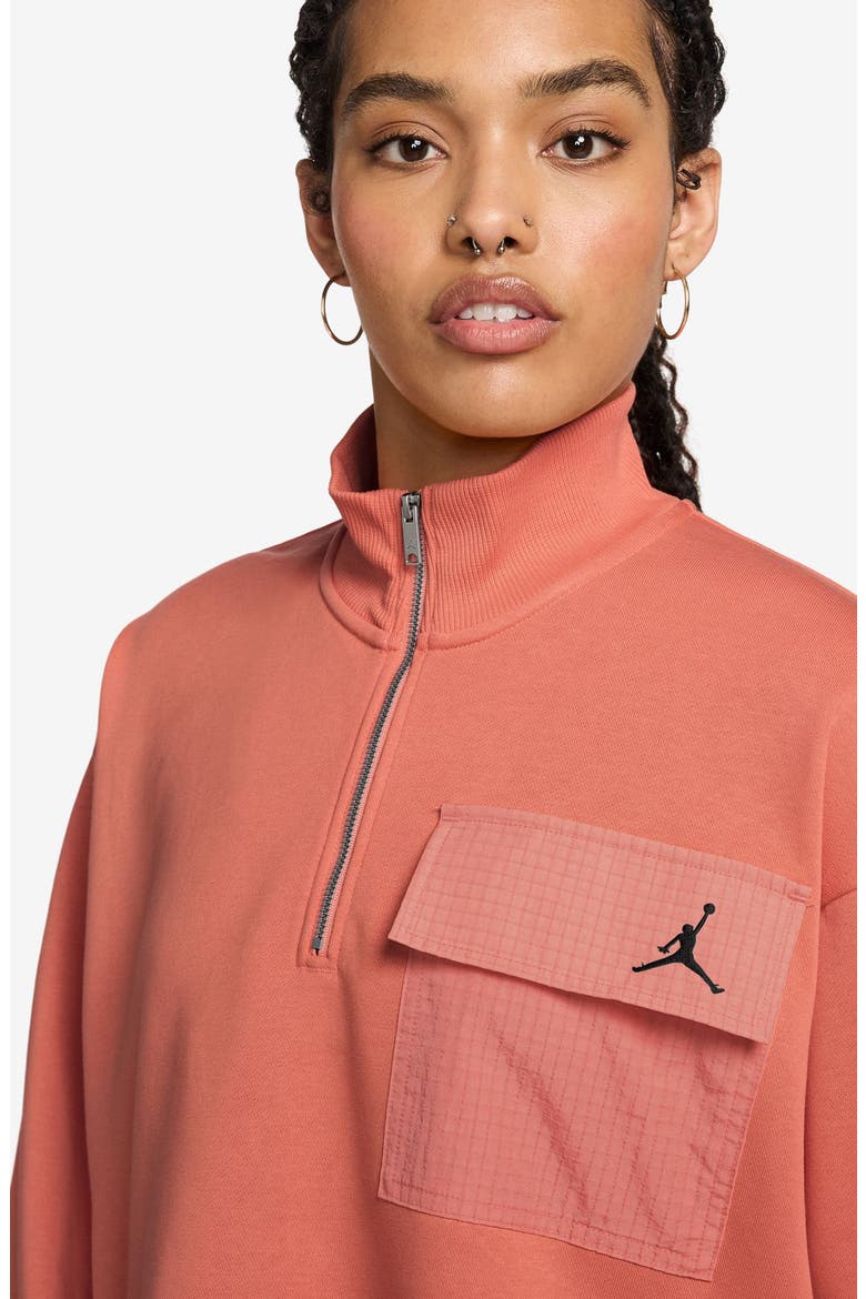 Brooklyn Fleece Hike Crop Quarter Zip Top, Alternate, color, LIGHT WILD MANGO/ WHITE