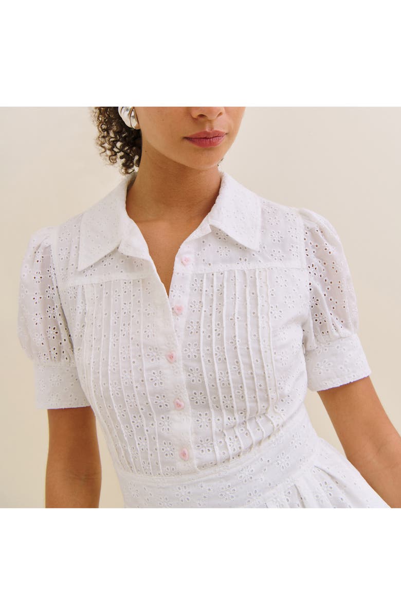 Reformation x Devon Lee Carlson Puff Sleeve Loonette Minidress, Alternate, color, White