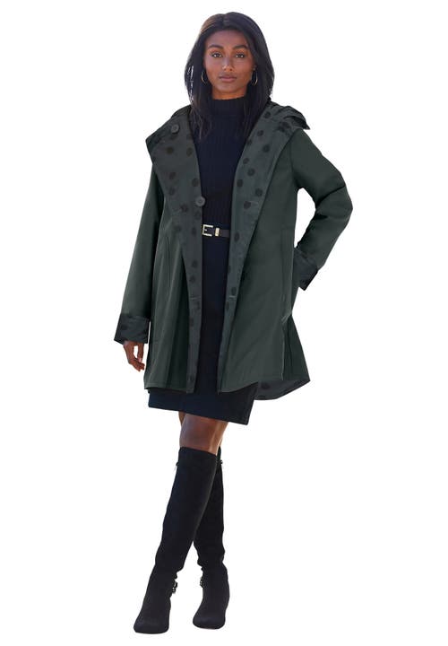 Jessica London Reversible A-line Raincoat In Gray
