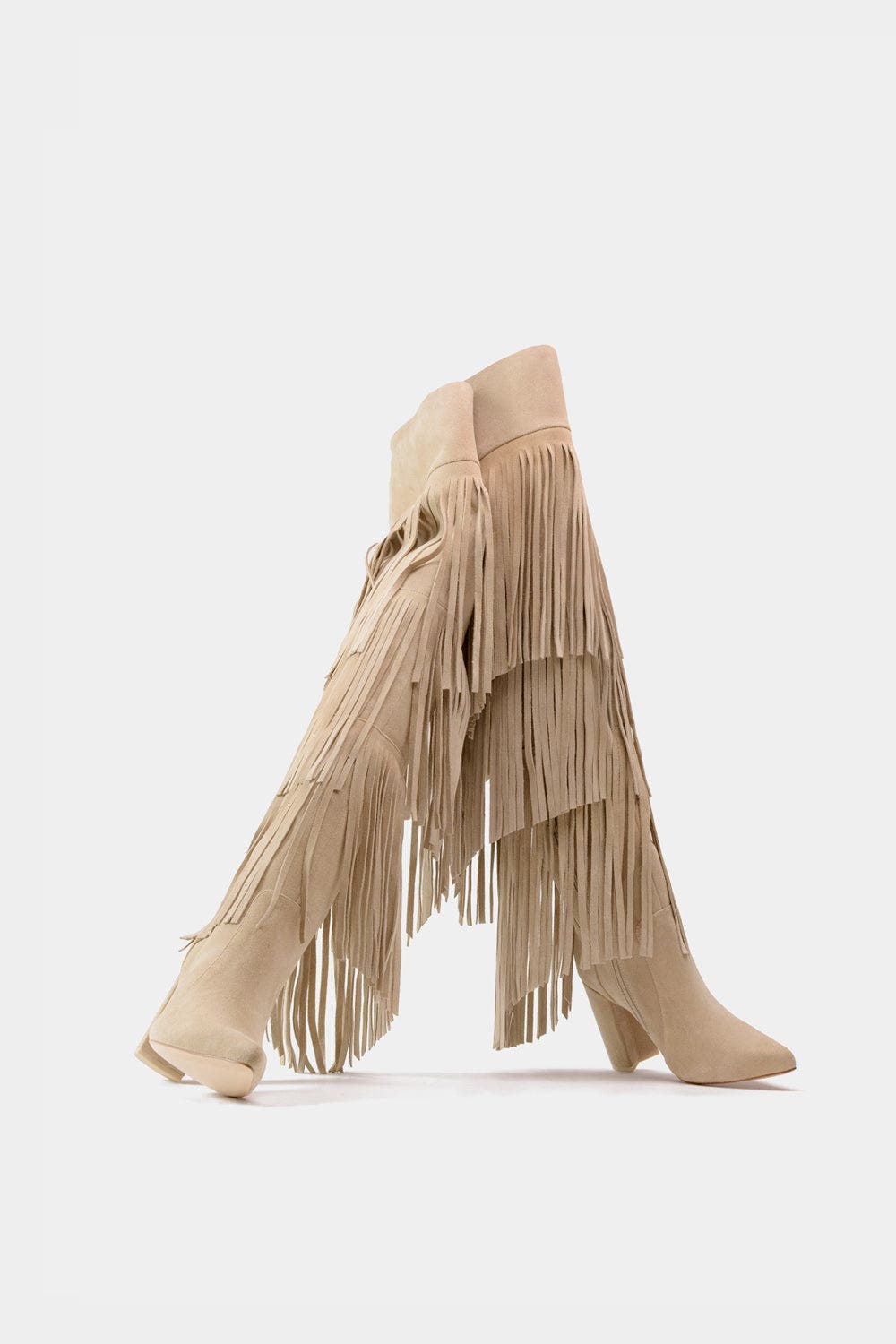 Dante Fringe Leather Tall Boots Vespa, Alternate, color, Beige
