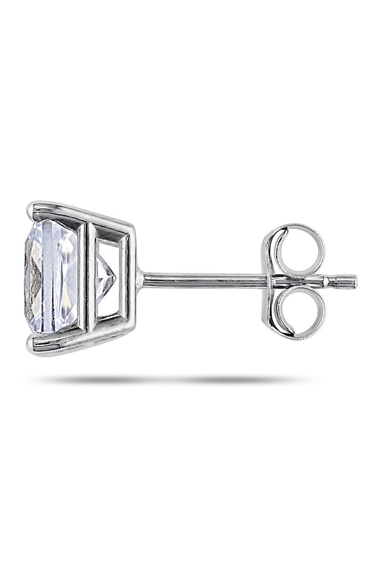 DELMAR 10K White Gold Created White Sapphire Stud Earrings, Alternate, color, 