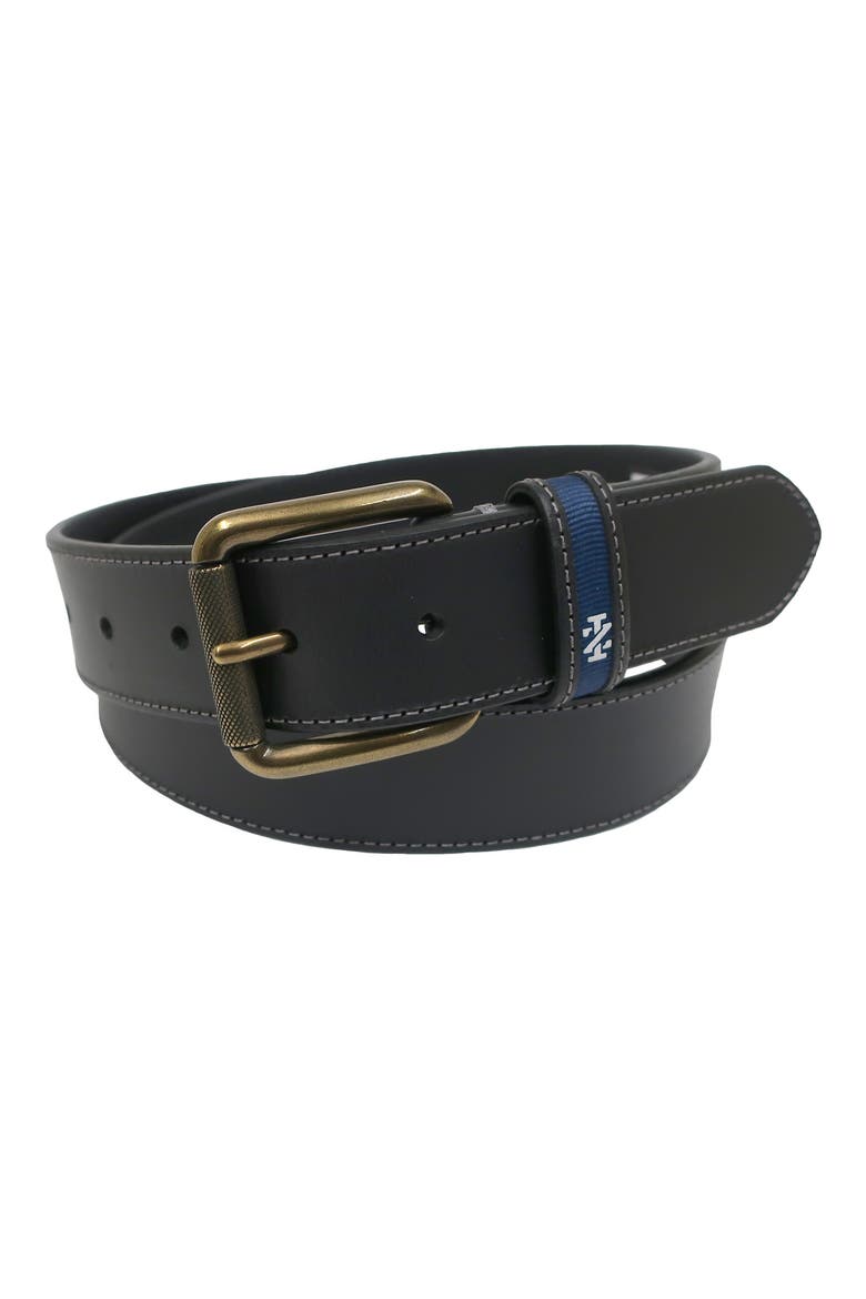 Edge Stitch Leather Belt, Alternate, color, BLACK