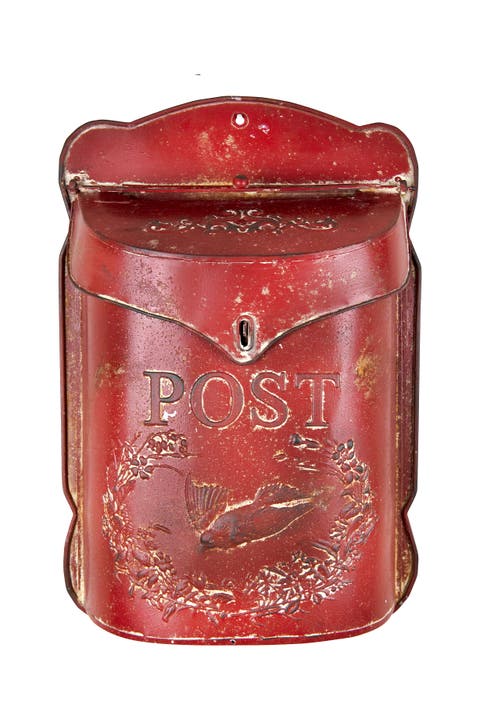 Red Embossed Tin "Post" Letter Box