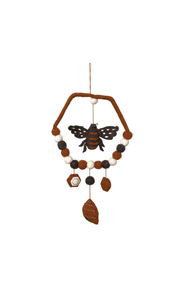 Storied Home Wool Felt Mobile with Bee and Hive, Main, color, Orange