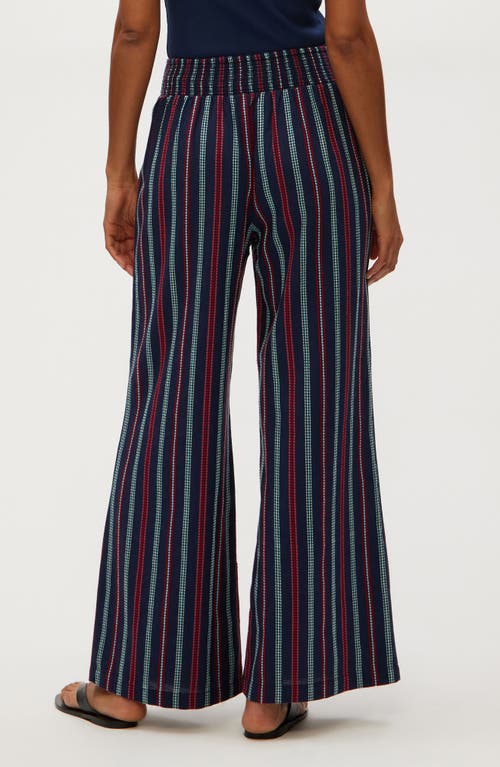 Michael Stars Sita Embroidered Stripe Cotton Wide Leg Pants In Blue
