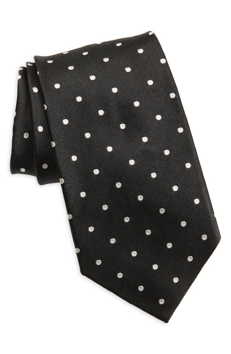 Ralph Lauren Purple Label Neat Dot Silk Tie, Main, color, Black