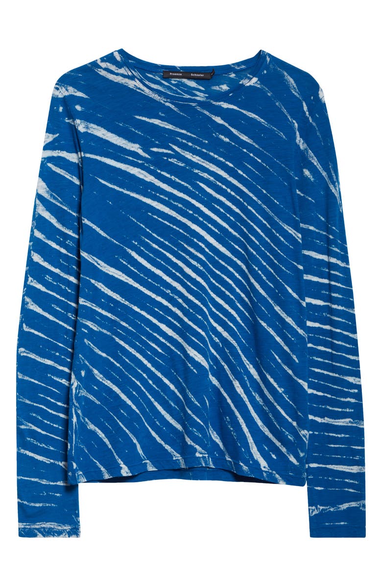 Proenza Schouler Mia Tie Dye Long Sleeve Cotton Tissue T-Shirt, Alternate, color, Blue Multi