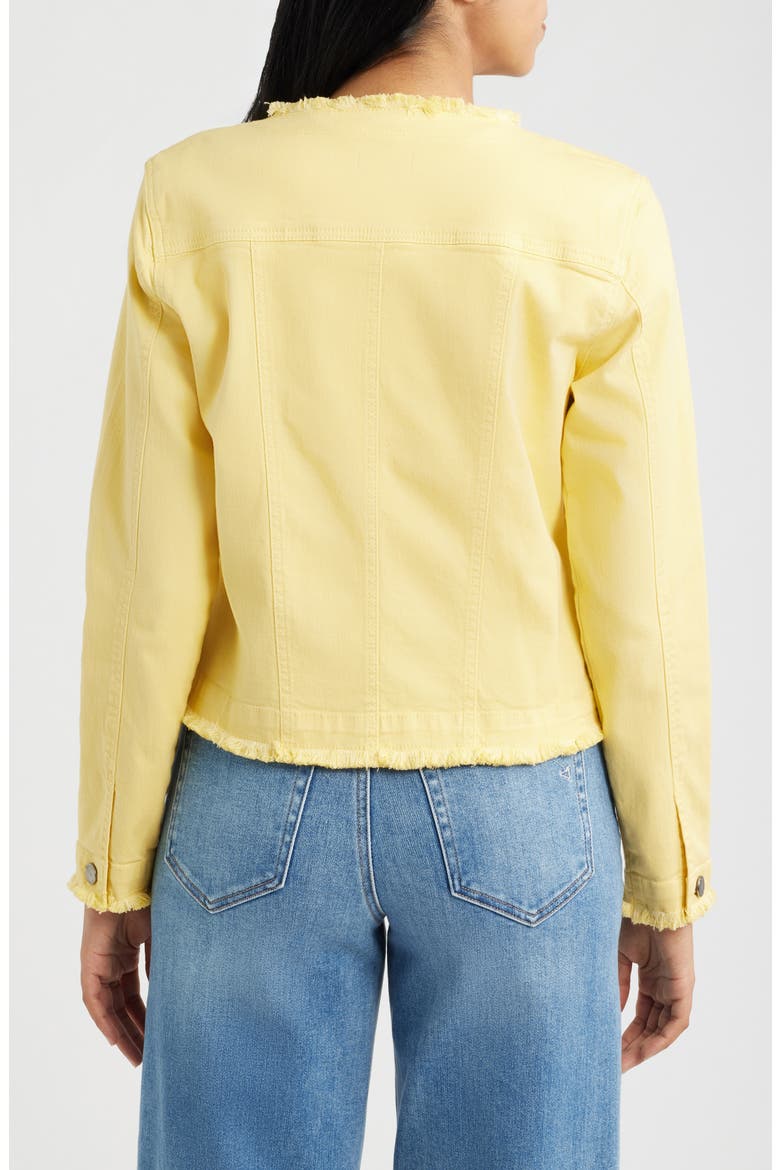 Frayed Collarless Denim Jacket, Alternate, color, POPCORN YELLOW