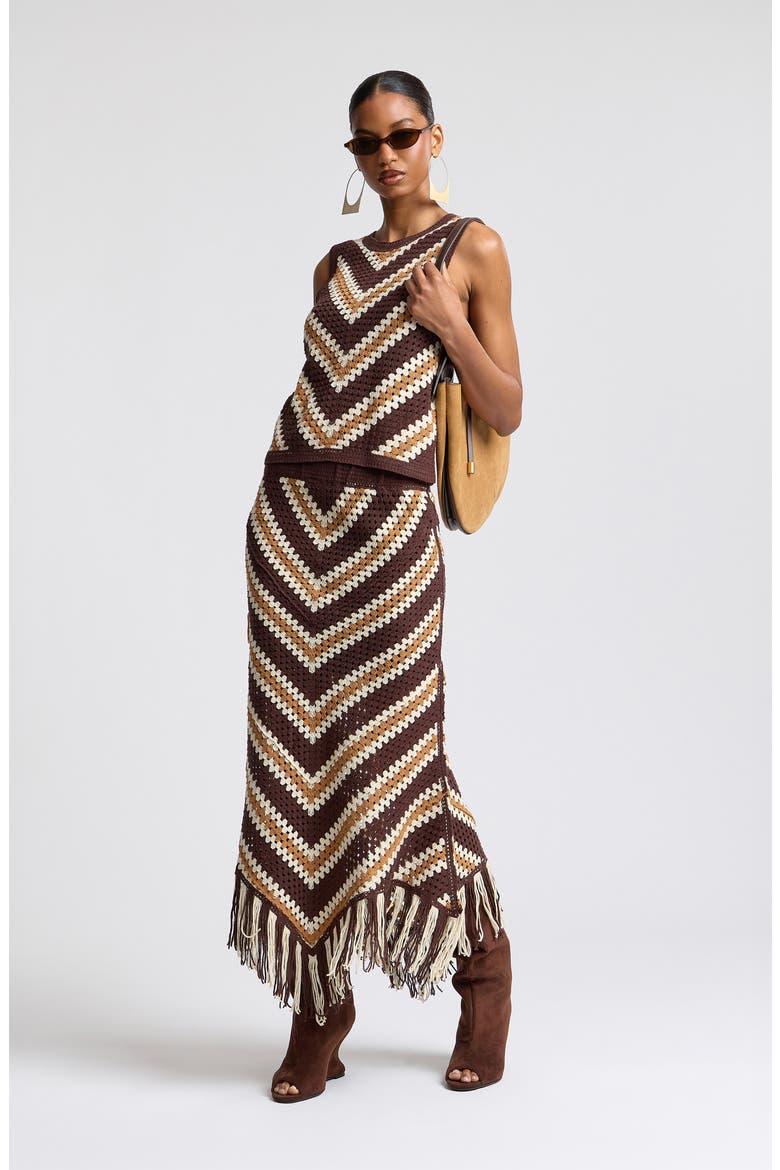 Chevron Crochet Sleeveless Top, Alternate, color, BROWN MULTI