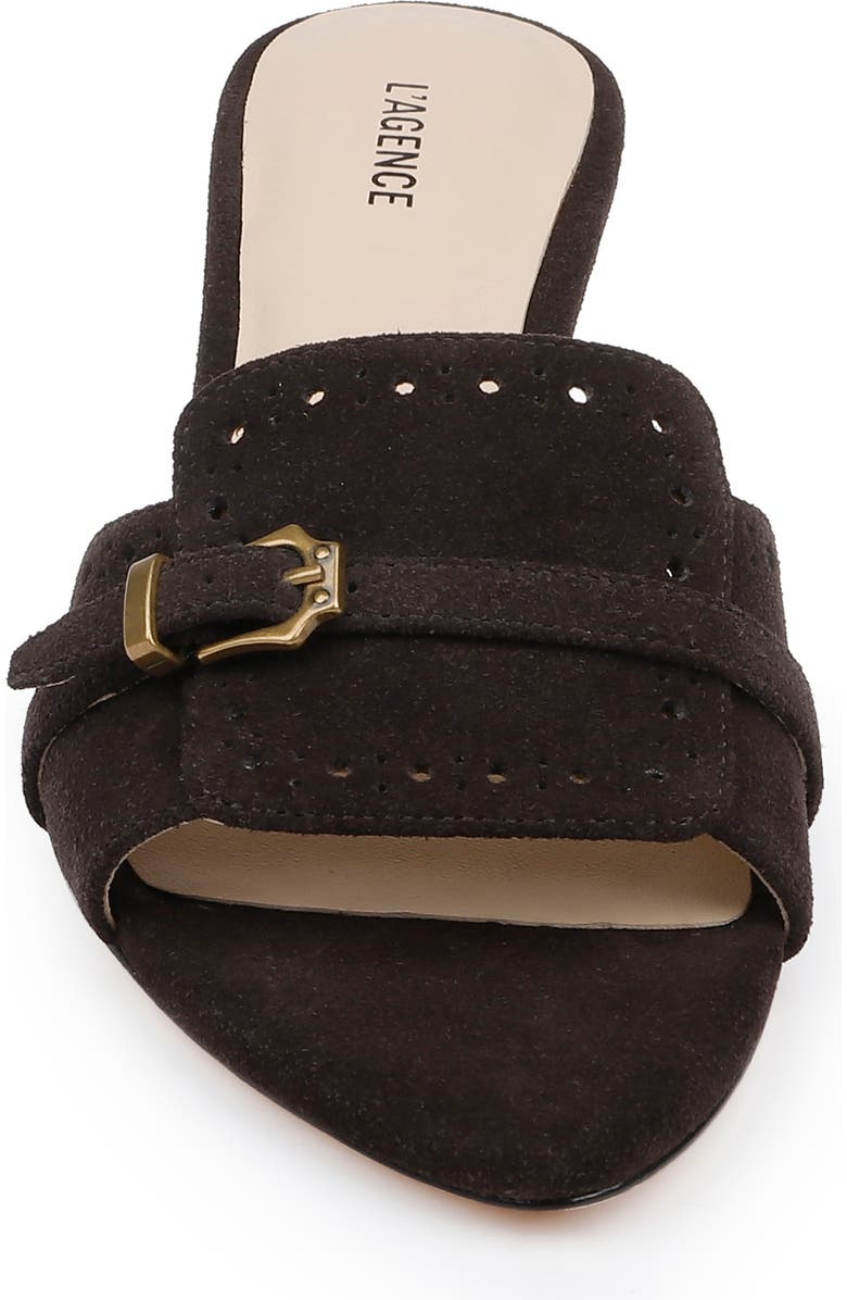 L'AGENCE Lina Slide Sandal, Alternate, color, Dark Brown Suede