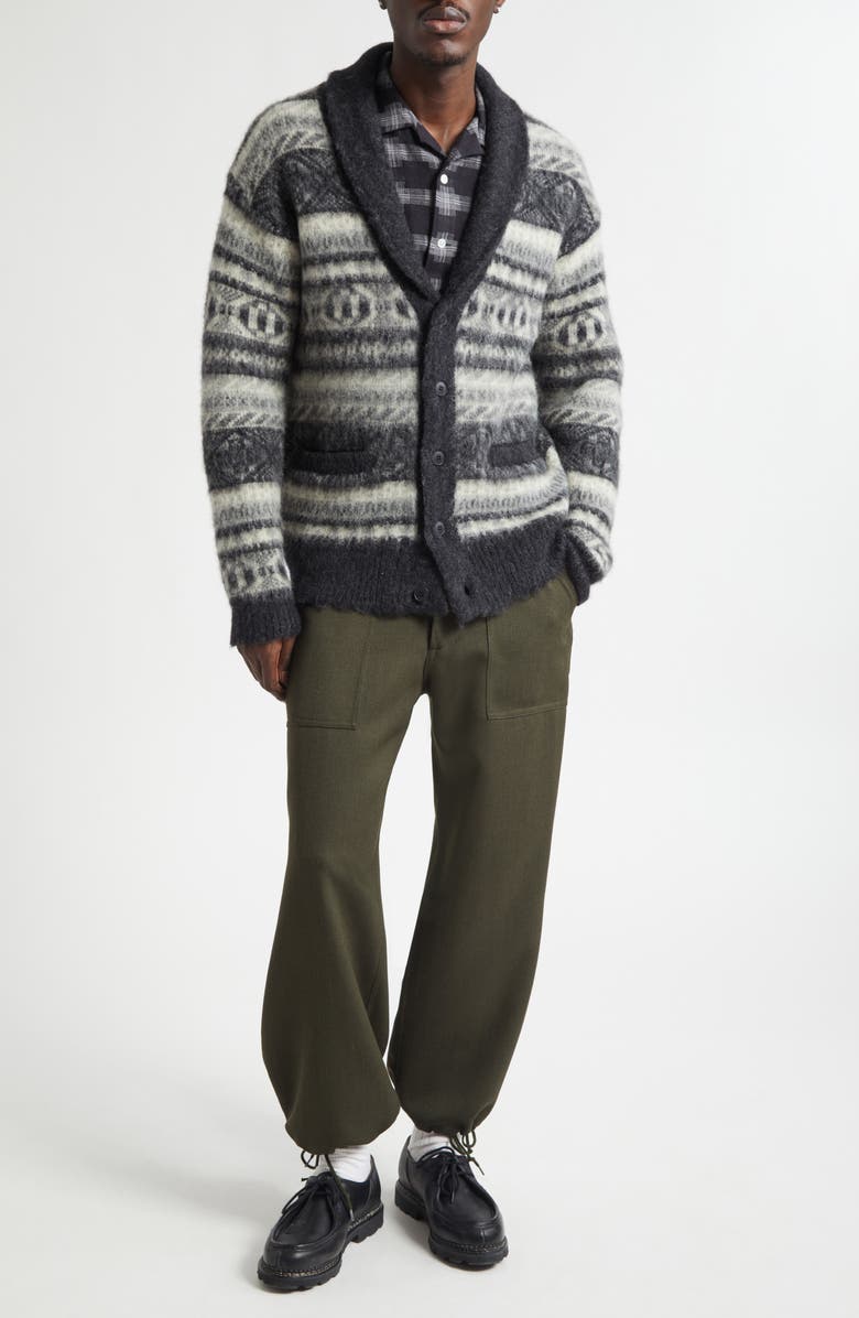 BEAMS MIL Utility Drawstring Waist Wool Trousers, Alternate, color, Green