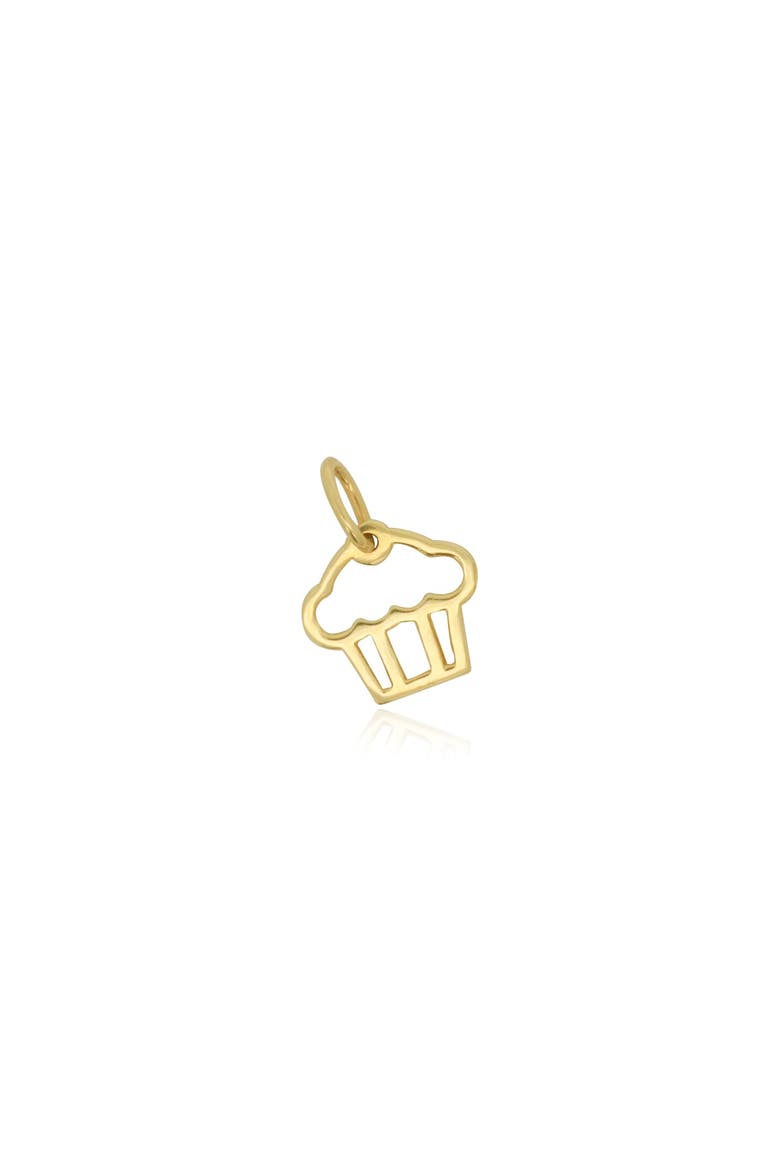 Mini Gold Cupcake Charm, Main, color, Yellow Gold