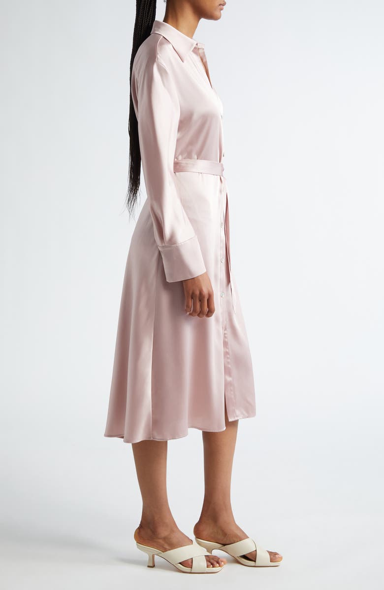 Vince Nouveau Magnolia Long Sleeve Satin Shirtdress, Alternate, color, Rose Pearl