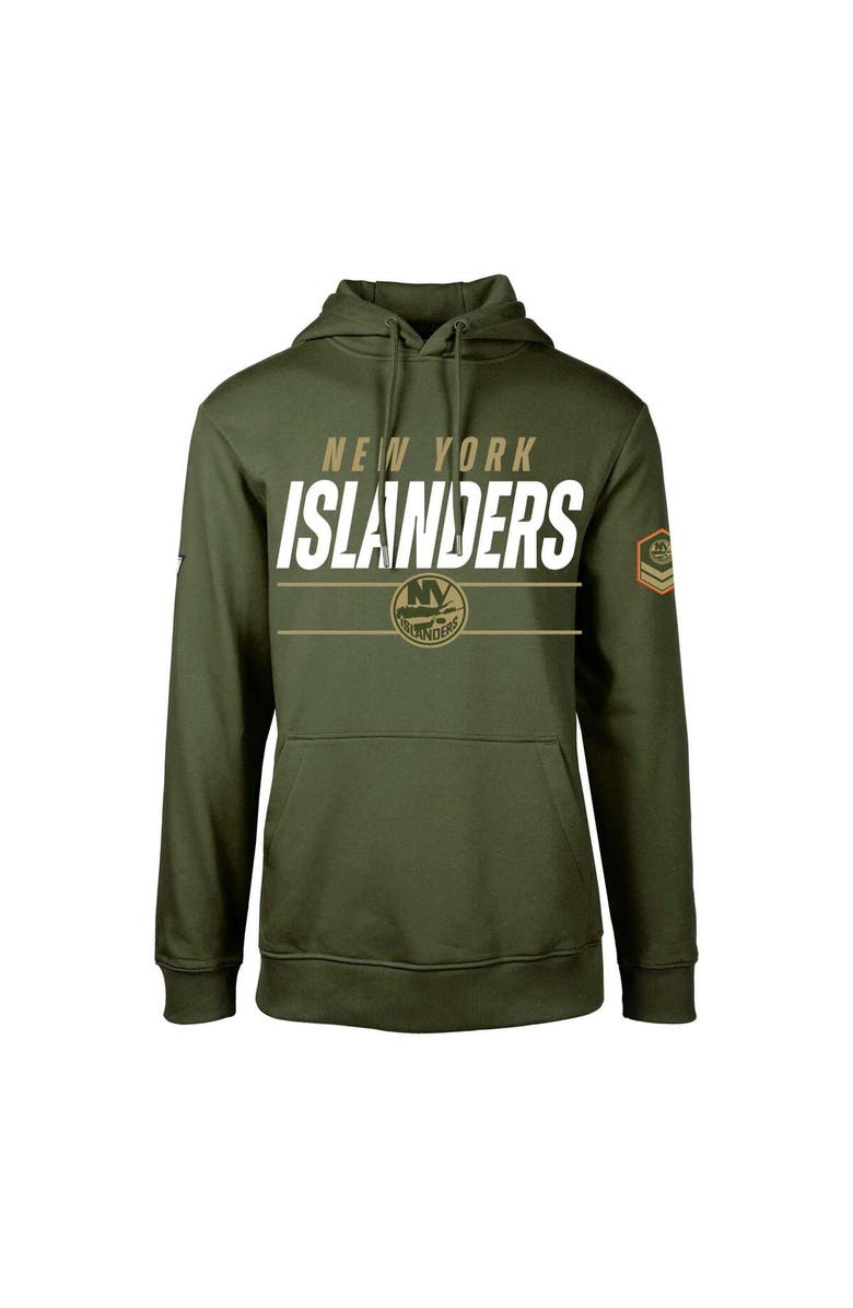 LEVELWEAR Men's Levelwear Olive New York Islanders Podium Fleece Pullover Hoodie, Main, color, 
