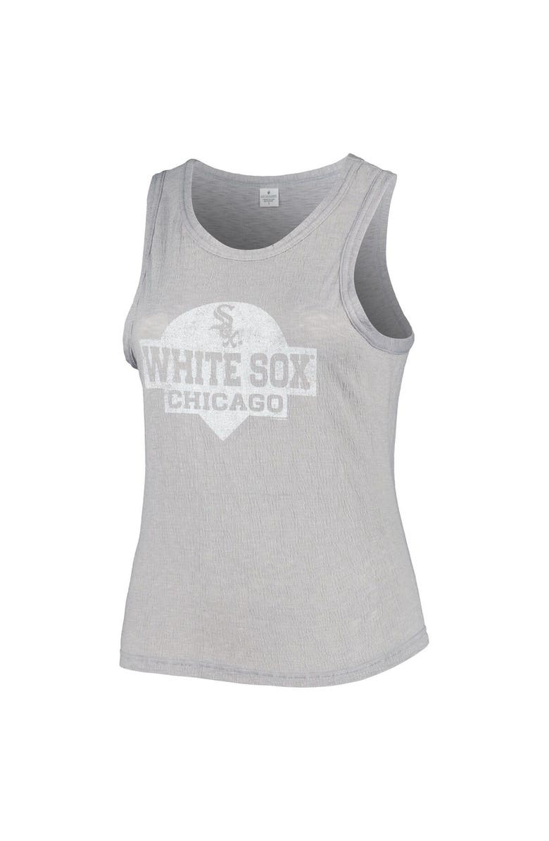 SOFT AS A GRAPE Women's Soft as a Grape Gray Chicago White Sox Plus Size High Neck Tri-Blend Tank Top, Alternate, color, Gray