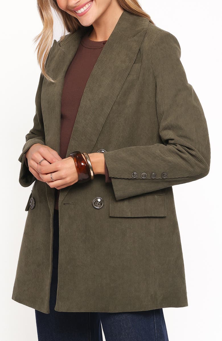 Petal & Pup Madi Double Breasted Corduroy Blazer, Alternate, color, Olive