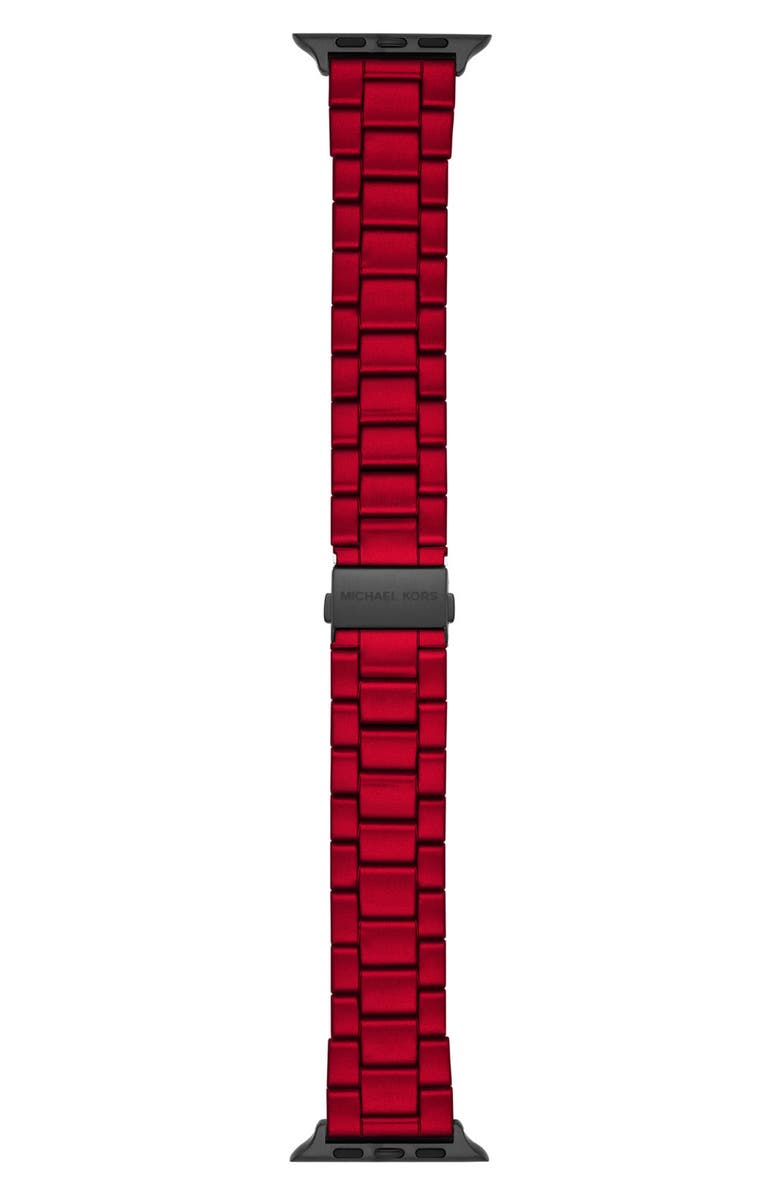 Michael Kors Red & Black Stainless Steel 22mm Apple Watch<sup>®</sup> Bracelet Watchband, Main, color, 