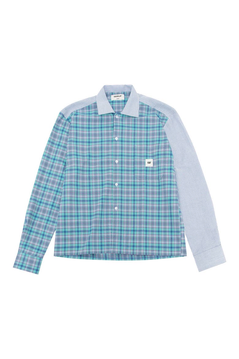 Plaid & Stripe Workwear Button-Up Shirt, Main, color, TEAL MULTICOLOR