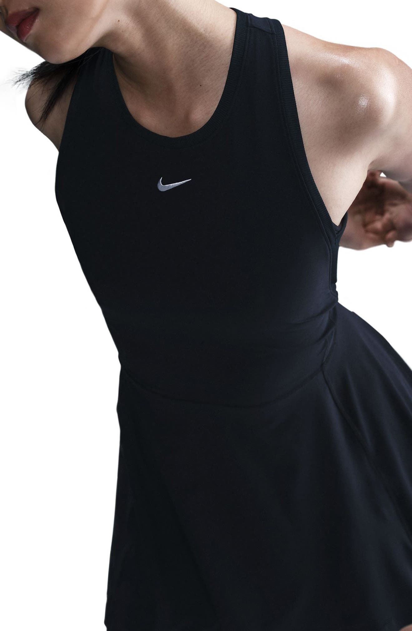 nike long sleeve tennis dress Nike Women's NikeCourt Slam Dri-FIT Tennis Dress, Large, Black