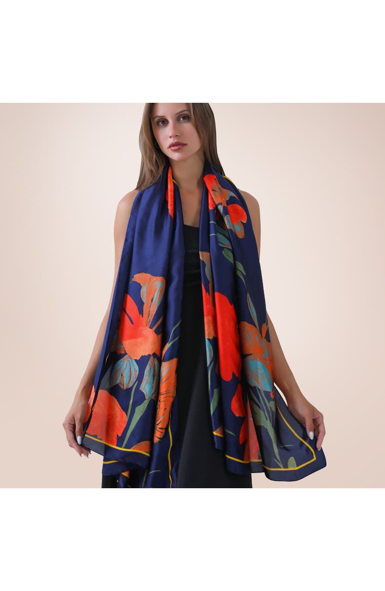 Youzey Koi Pond Floral Scarf - Blue, Main, color, Blue