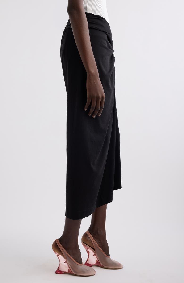 Dries Van Noten Knot Front Cotton Jersey Midi Skirt, Alternate, color, Black