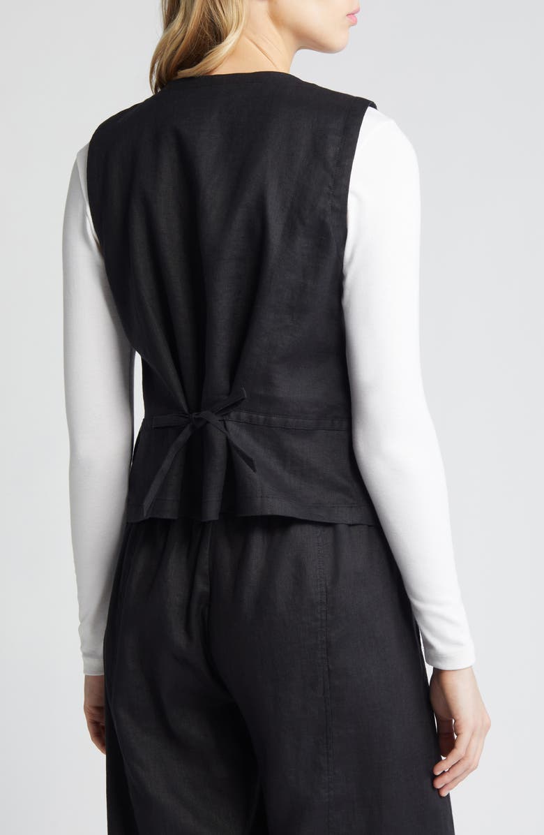 Eileen Fisher V-Neck Back Tie Organic Cotton Vest, Alternate, color,