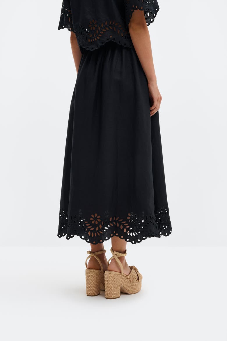 Chara Broderie Anglais Maxi Skirt, Alternate, color, Black