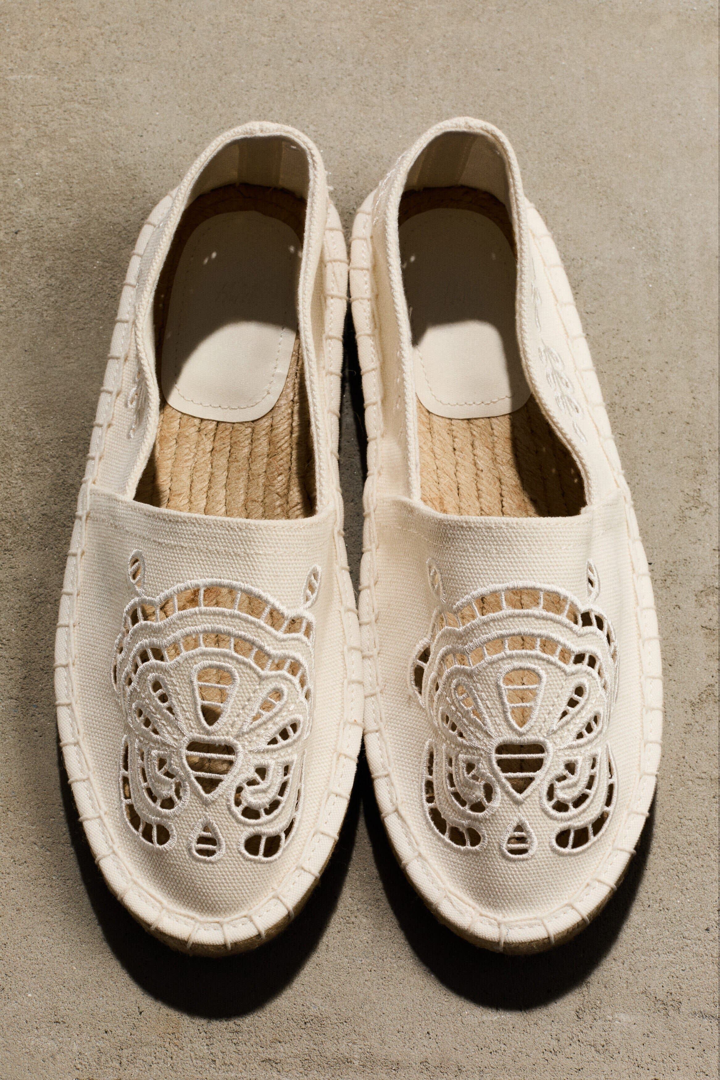 H&M Espadrilles with eyelet embroidery, Alternate, color, White