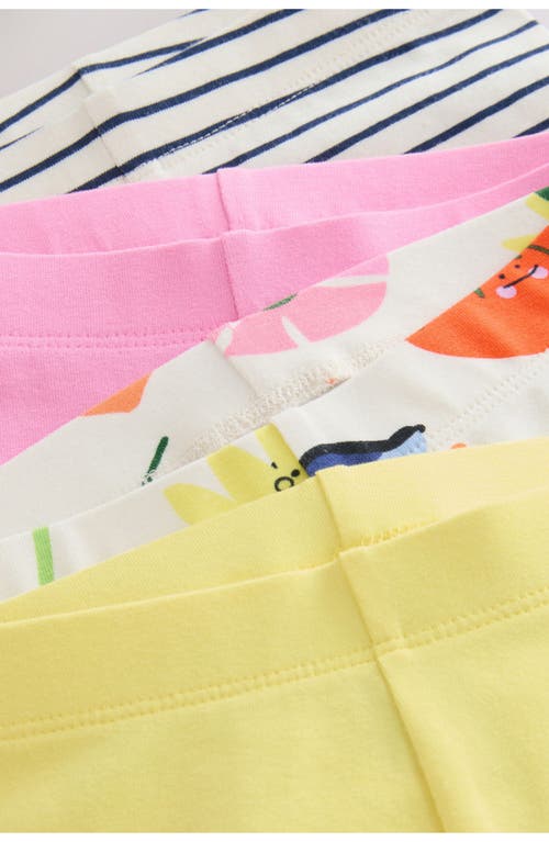 Next Kids' Assorted 4-pack Stretch Cotton Cycling Shorts In Pink/yellow/white