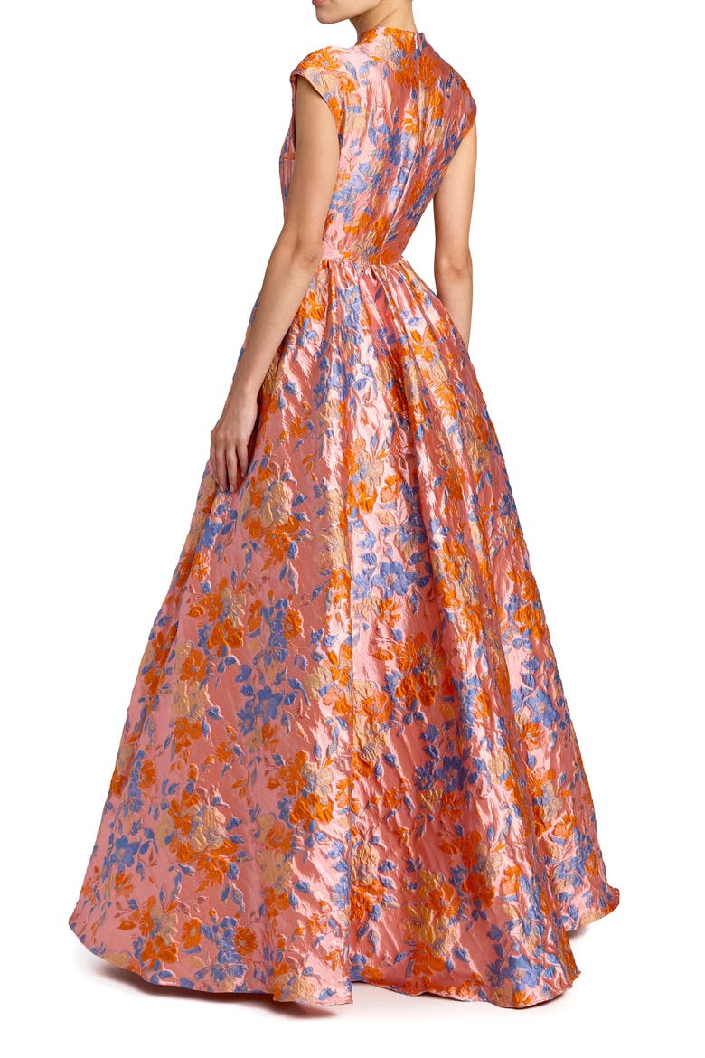 Brocade Cap Sleeve Ballgown, Alternate, color, Pink Multi