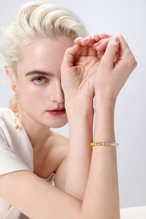 Classicharms Frostlily Azeztulite Crystal And Bead Bolo Bracelet In Gold