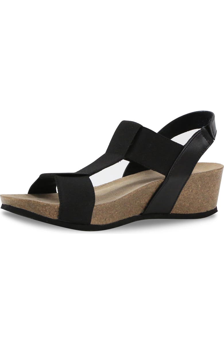 Munro Georgette T-Strap Wedge Sandal - Multiple Widths Available, Alternate, color, Black Patent/ Gore Combo