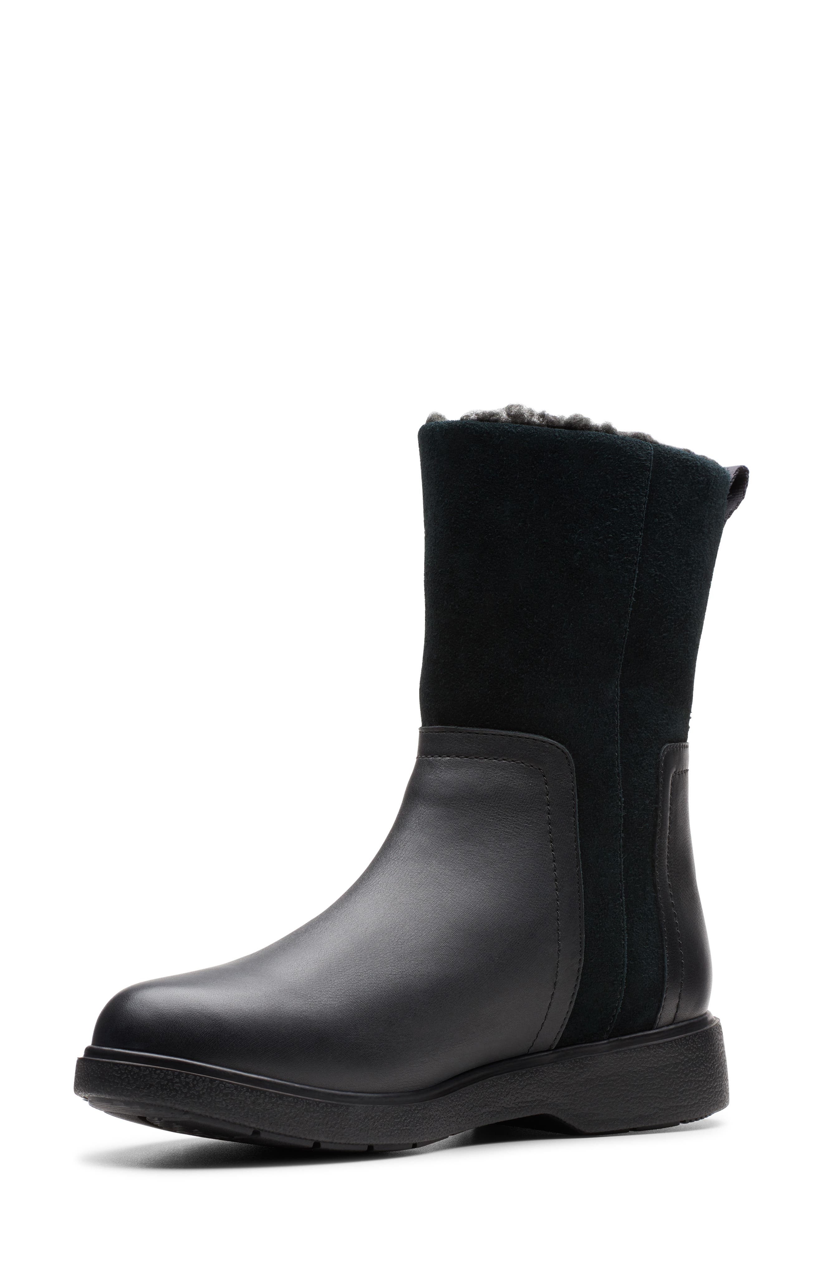 Clarks<sup>®</sup> Unstructured Elda Faux Fur Lined Waterproof Mid Boot, Alternate, color, 