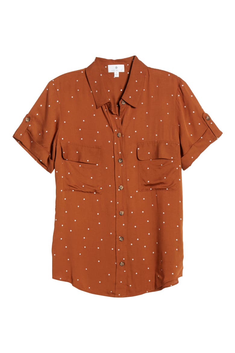 Polka Dot Camp Shirt, Alternate, color, RUST