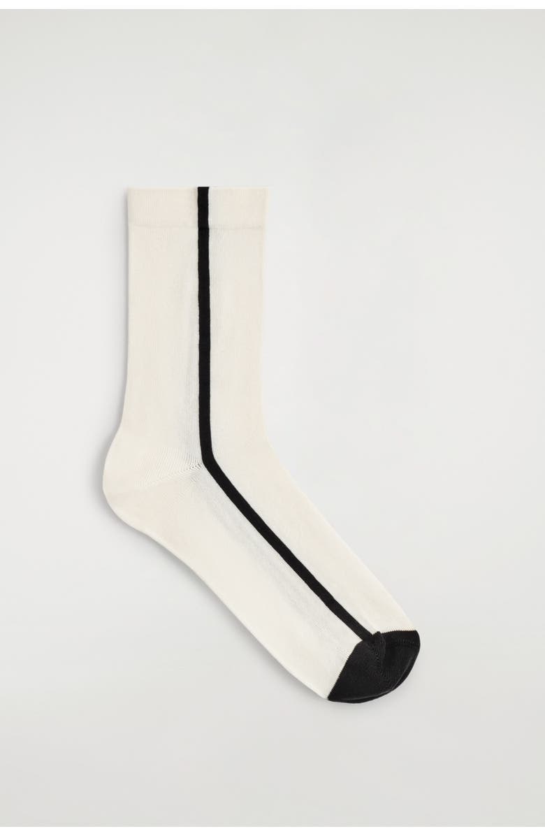 COS Striped Cotton Socks, Main, color, White / Black