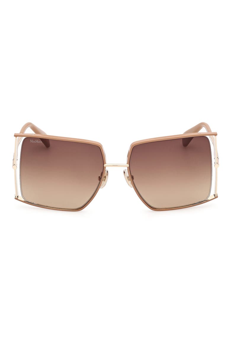68mm Gradient Oversize Rectangular Sunglasses, Main, color, GOLD/ CAMEL BROWN / GRAD BROWN