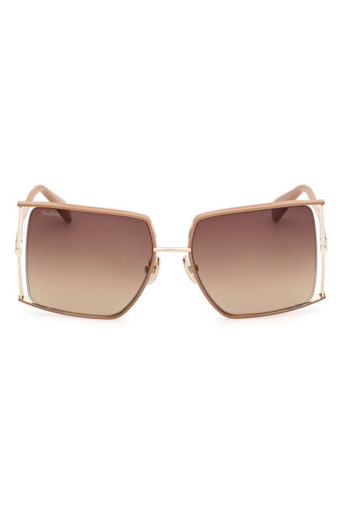 68mm Gradient Oversize Rectangular Sunglasses