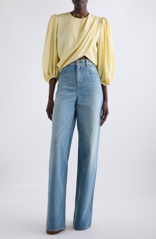Shop Chloé Draped Crop Top In Powder Yellow