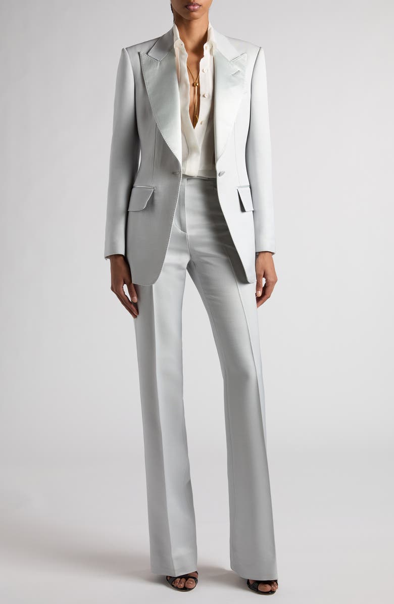 TOM FORD Tailored Wool & Silk Tuxedo Pants, Alternate, color, 