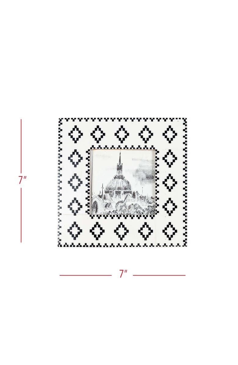 Foreside Home and Garden 4x4 Inch Southwest Diamond Picture Frame Black Resin, MDF & Glass, Alternate, color, White