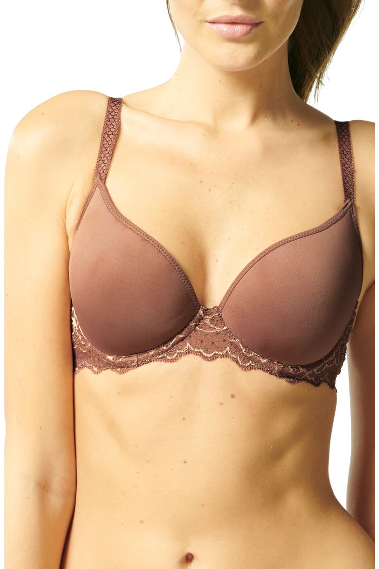 Caresse Underwire Plunge Bra, Main, color, COCO BROWN