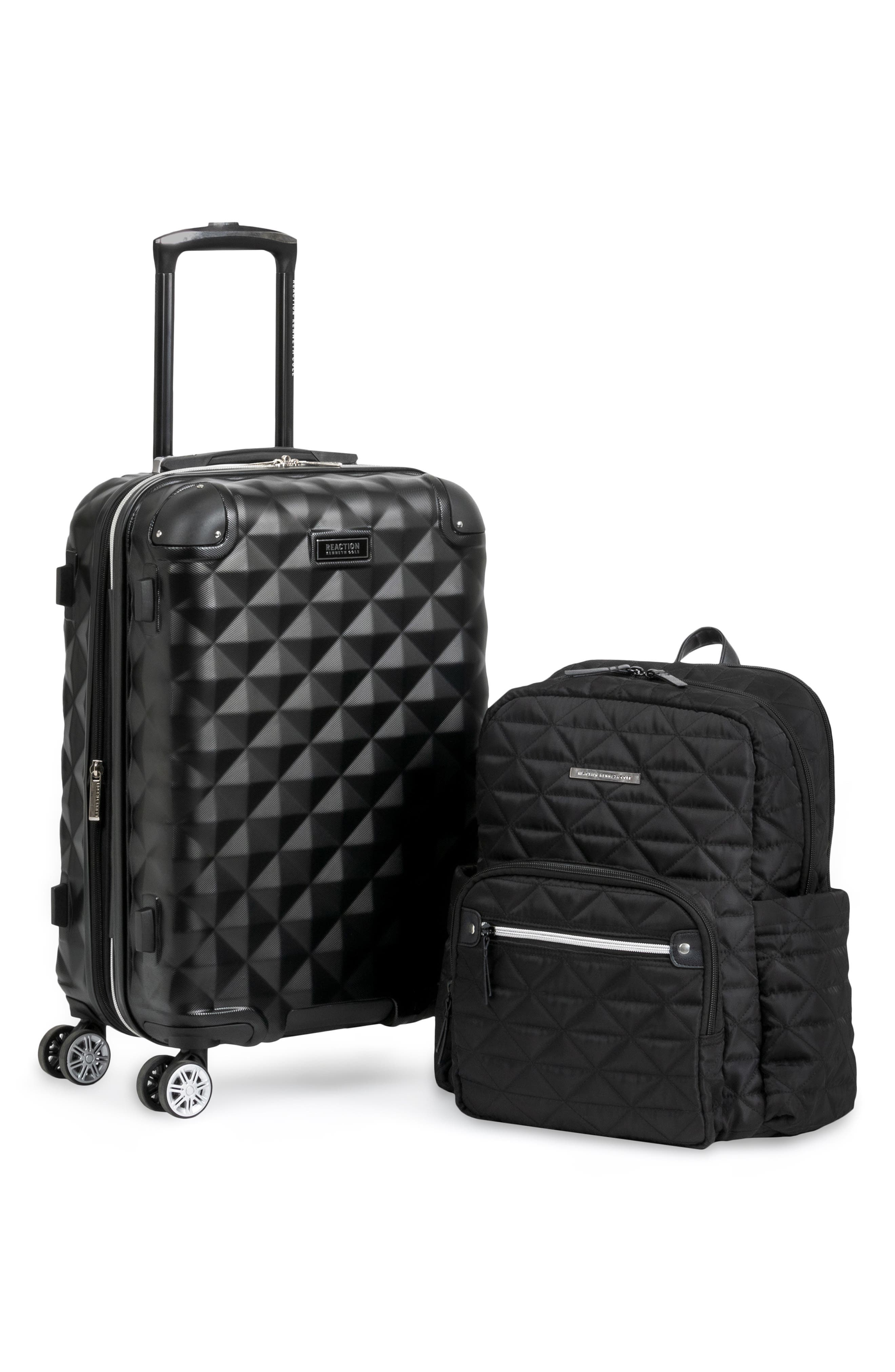 Kenneth Cole Reaction Diamond Tower Carry-On and Emma Laptop Backpack Bundle Set, Alternate, color, Black