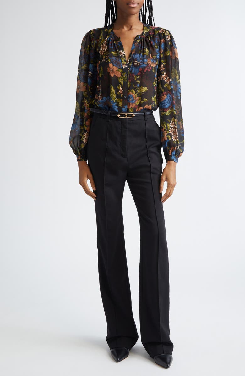 Veronica Beard Gracie Stretch Wool Flare Leg Pants, Alternate, color, Black