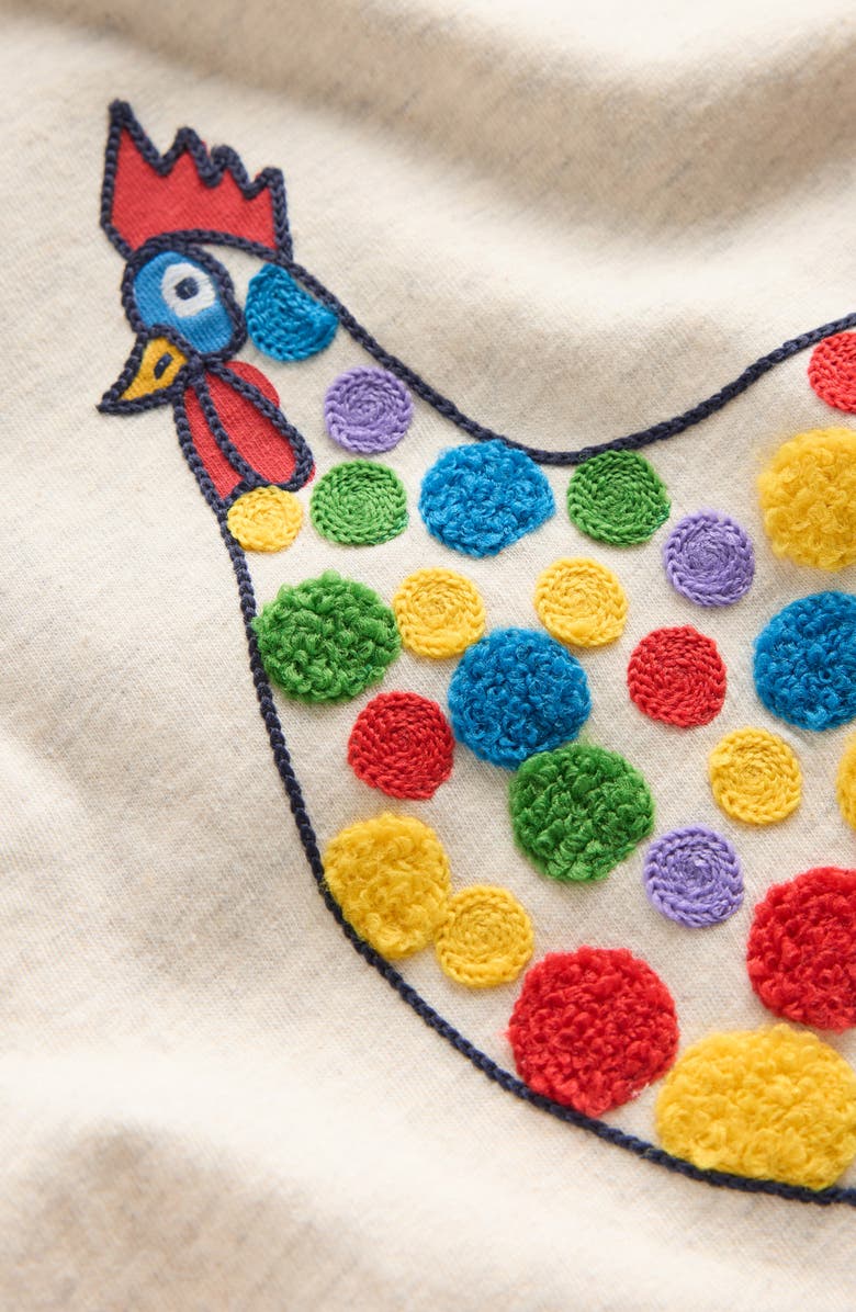 Mini Boden Kids' Stripe Chicken Appliqué Long Sleeve Graphic T-Shirt, Alternate, color,
