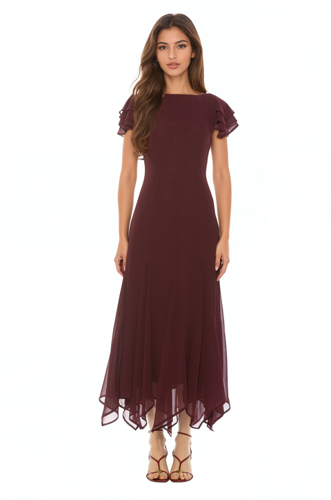 Kaelith Ruffle Sleeve Midi Dress