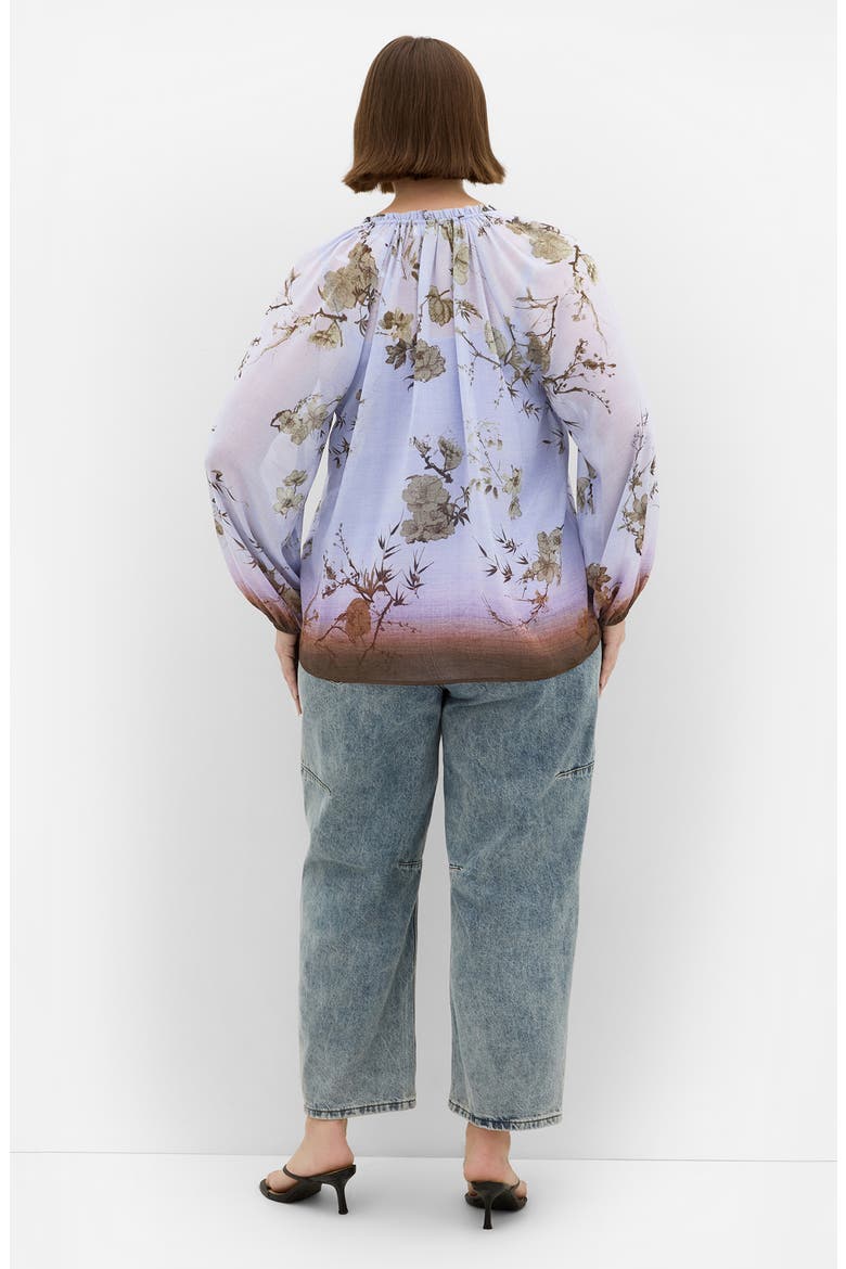 Love Border Print Top, Alternate, color, MOONLIT DUSK